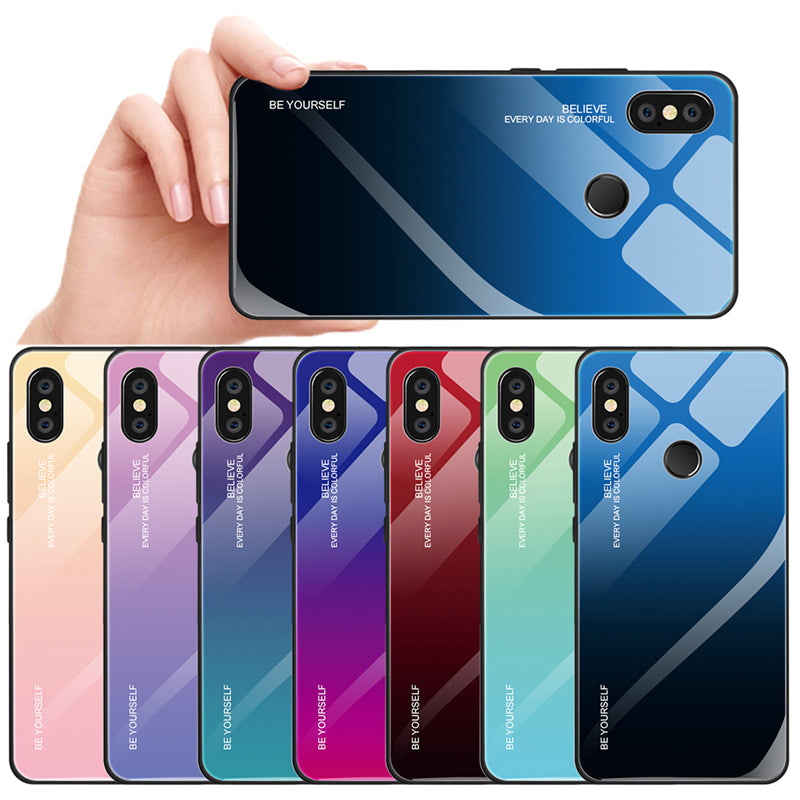 Gradient Glass + TPU + PC Hybrid Back Case for Xiaomi Redmi Note 5 Pro