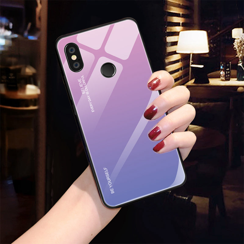 Gradient Glass + TPU + PC Hybrid Back Case for Xiaomi Redmi Note 5 Pro