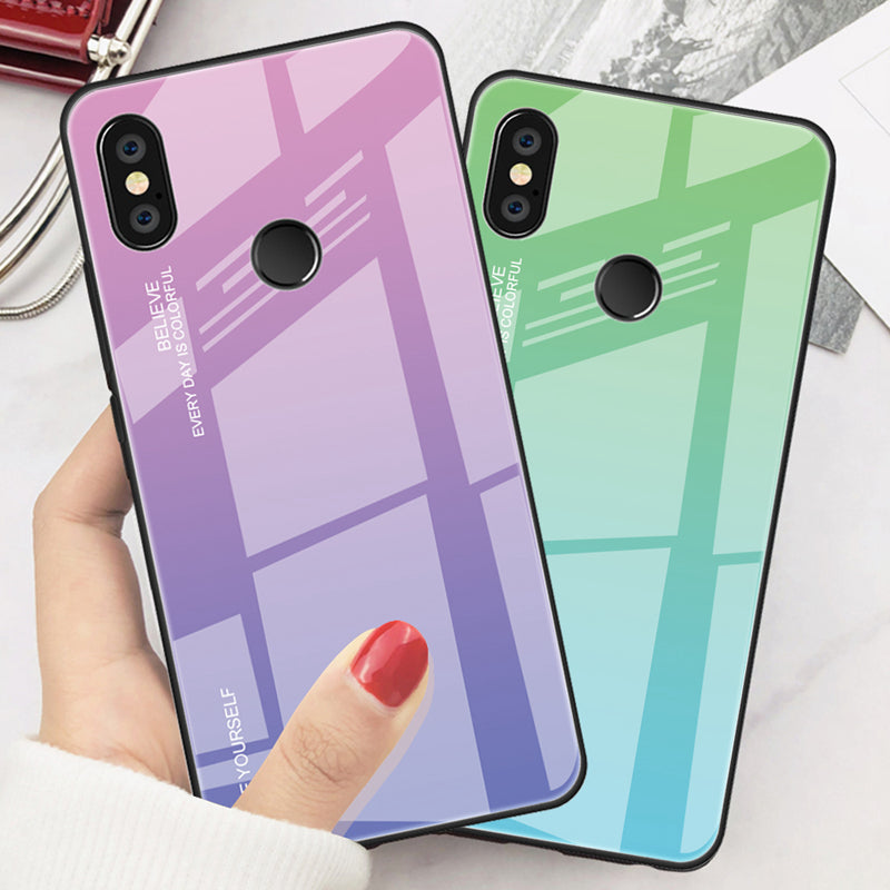 Gradient Glass + TPU + PC Hybrid Back Case for Xiaomi Redmi Note 5 Pro