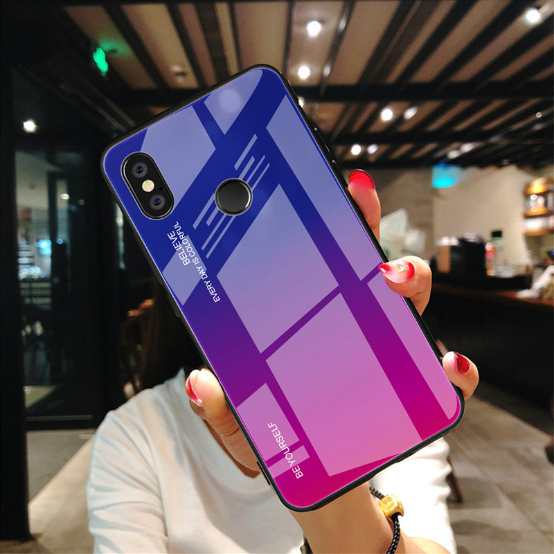 Gradient Glass + TPU + PC Hybrid Back Case for Xiaomi Redmi Note 5 Pro