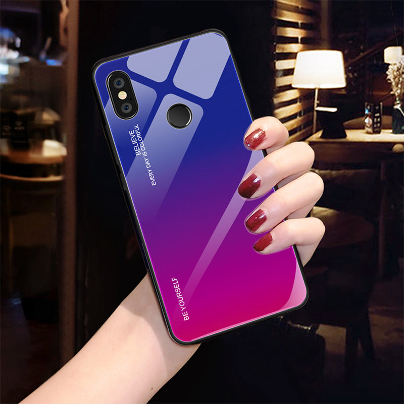 Gradient Glass + TPU + PC Hybrid Back Case for Xiaomi Redmi Note 5 Pro