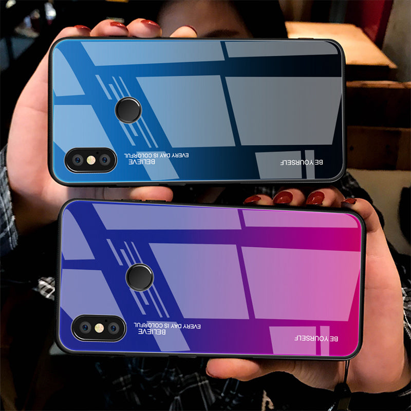 Gradient Glass + TPU + PC Hybrid Back Case for Xiaomi Redmi Note 5 Pro