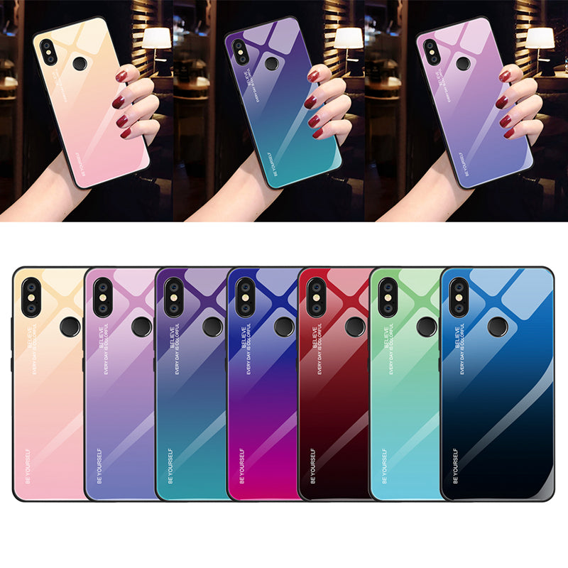 Gradient Glass + TPU + PC Hybrid Back Case for Xiaomi Redmi Note 5 Pro