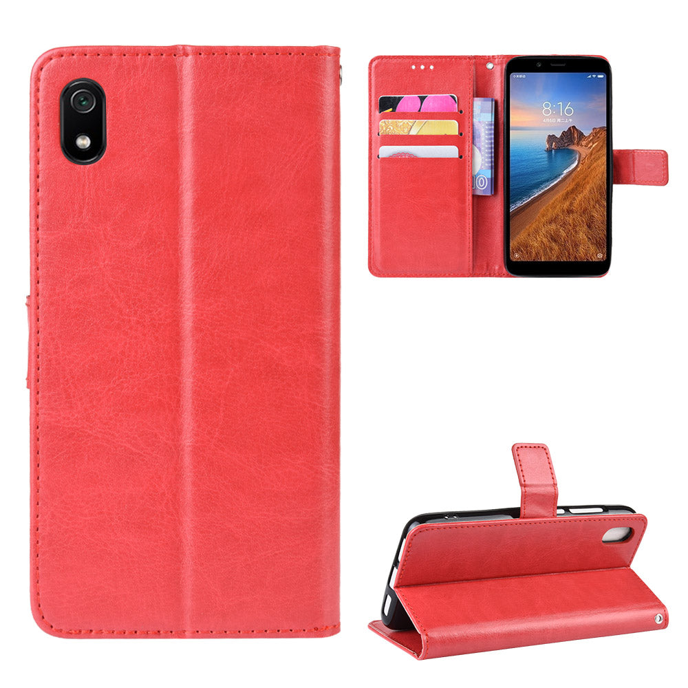 Crazy Horse Texture Leather Stand Wallet Phone Shell for Xiaomi Redmi 7A