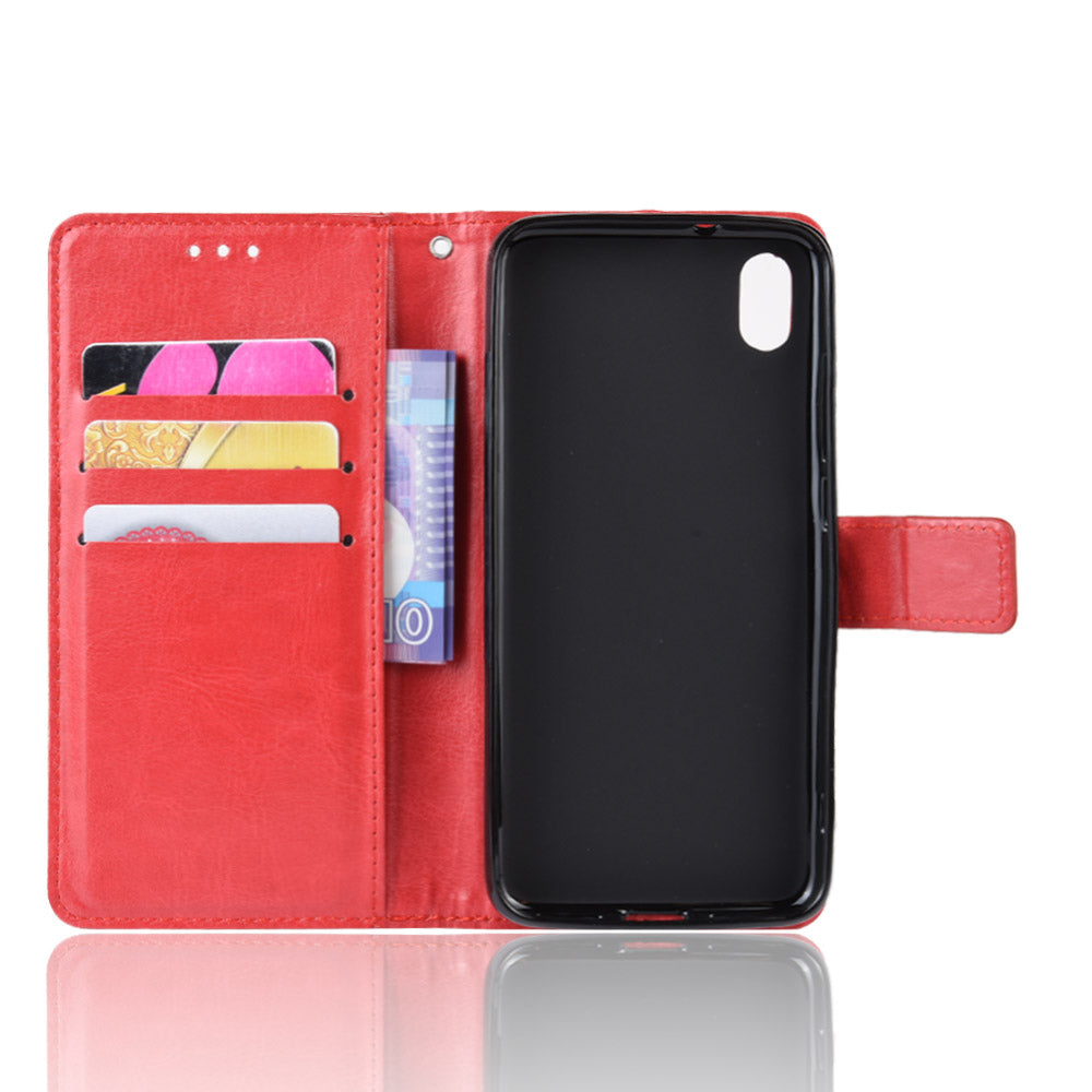 Crazy Horse Texture Leather Stand Wallet Phone Shell for Xiaomi Redmi 7A
