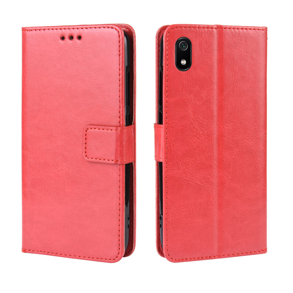 Crazy Horse Texture Leather Stand Wallet Phone Shell for Xiaomi Redmi 7A