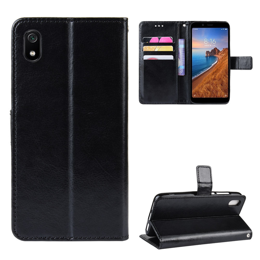 Crazy Horse Texture Leather Stand Wallet Phone Shell for Xiaomi Redmi 7A