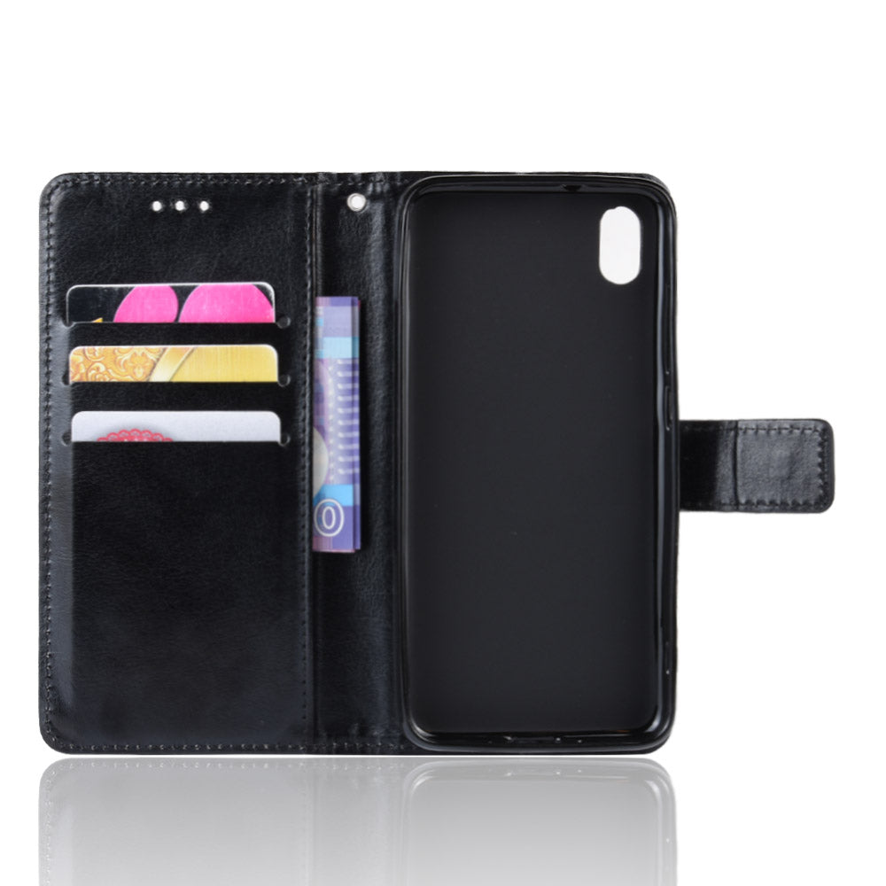 Crazy Horse Texture Leather Stand Wallet Phone Shell for Xiaomi Redmi 7A