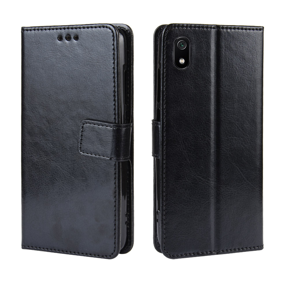 Crazy Horse Texture Leather Stand Wallet Phone Shell for Xiaomi Redmi 7A