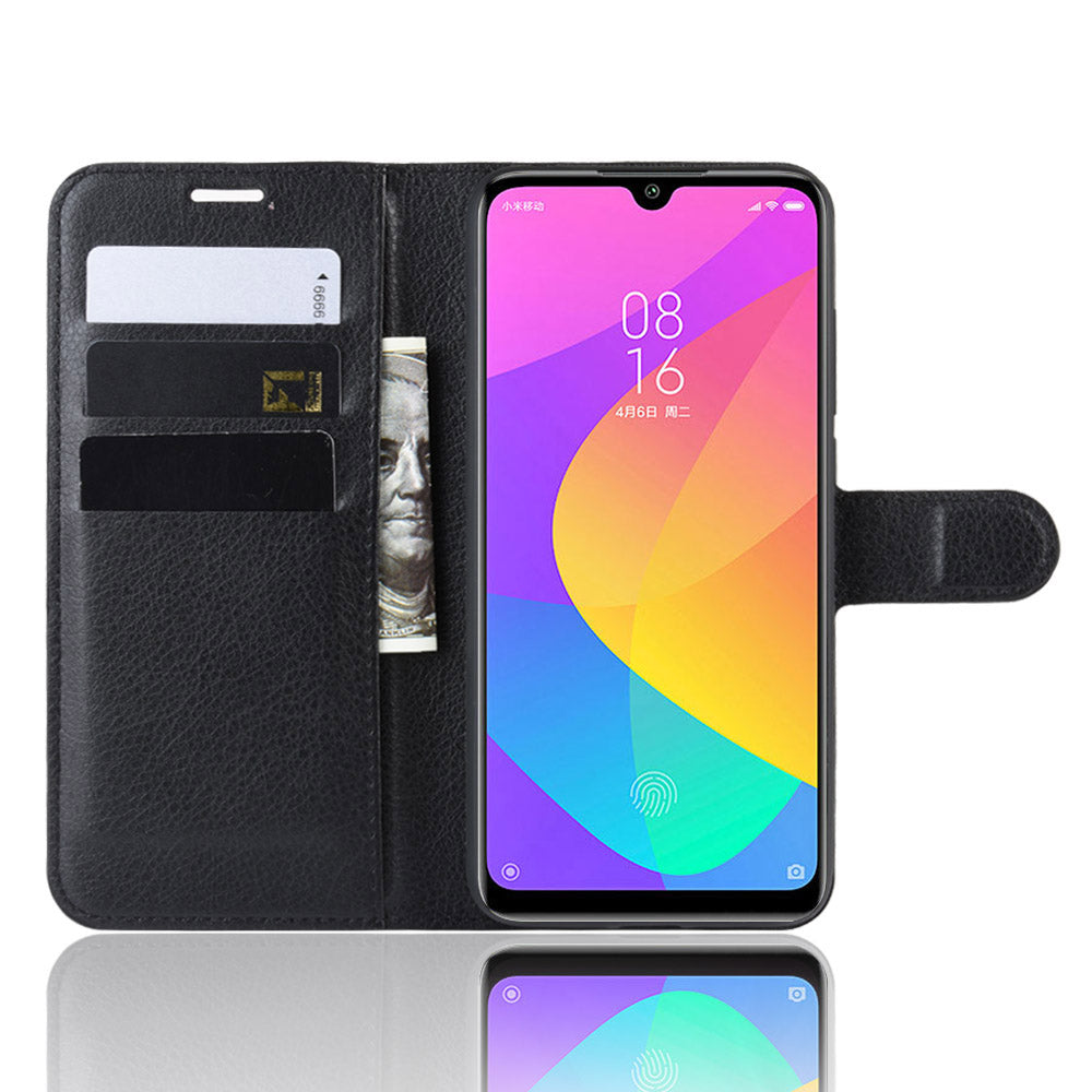 Litchi Skin Leather Wallet Stand Cell Phone Case for Xiaomi Mi CC9e/Mi A3