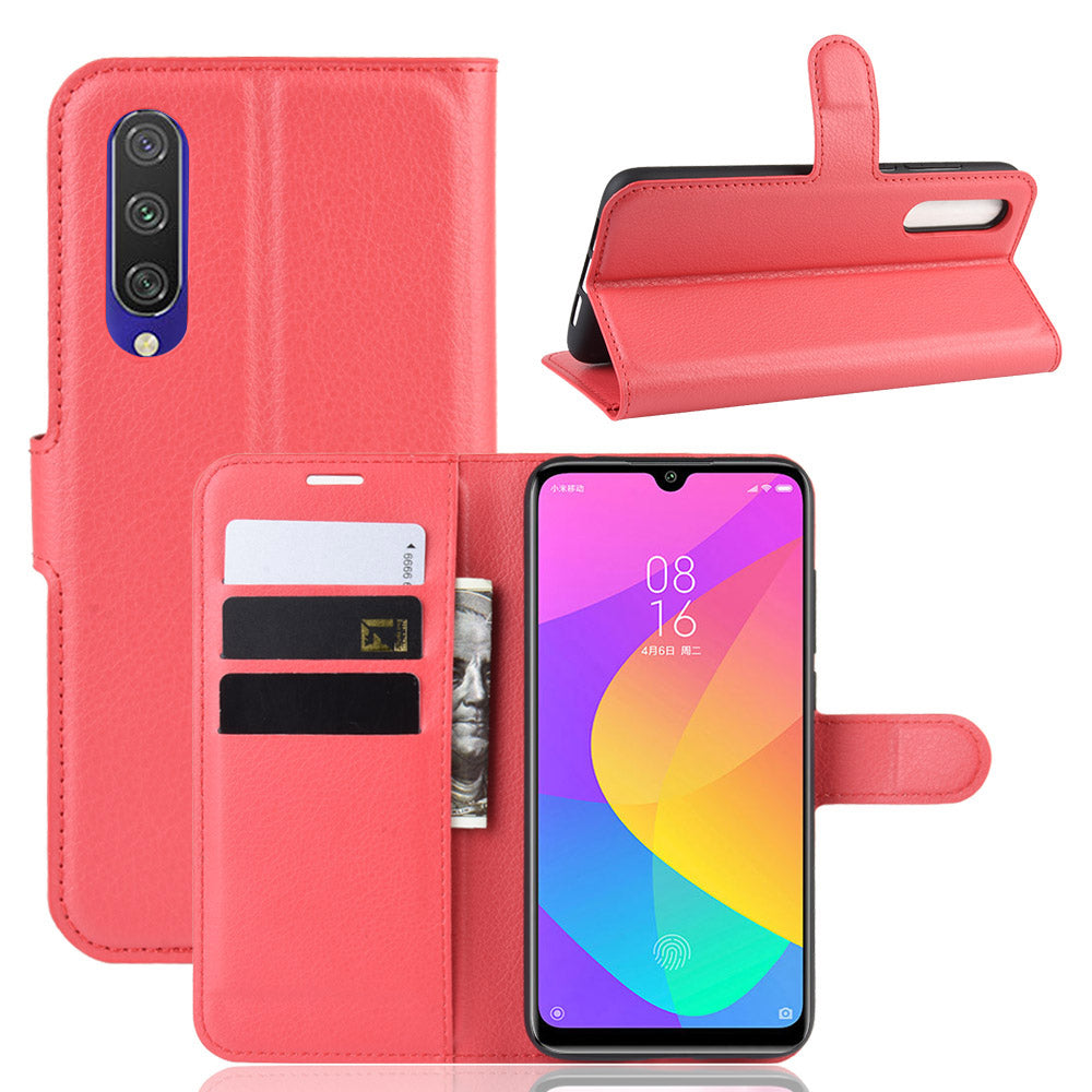 Litchi Skin Leather Wallet Stand Cell Phone Case for Xiaomi Mi CC9e/Mi A3