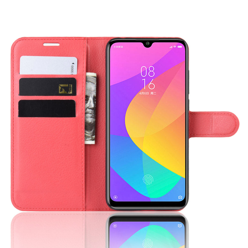 Litchi Skin Leather Wallet Stand Cell Phone Case for Xiaomi Mi CC9e/Mi A3