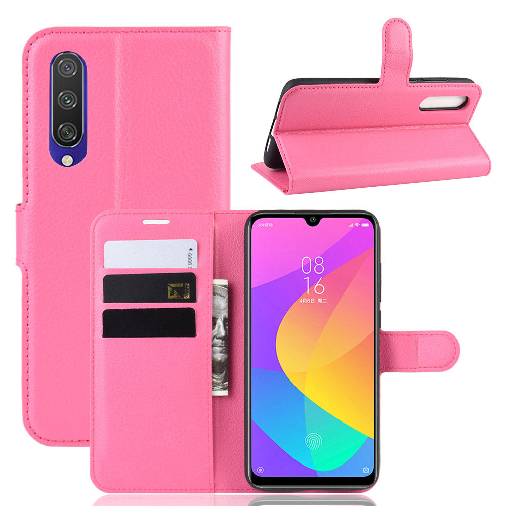 Litchi Skin Leather Wallet Stand Cell Phone Case for Xiaomi Mi CC9e/Mi A3