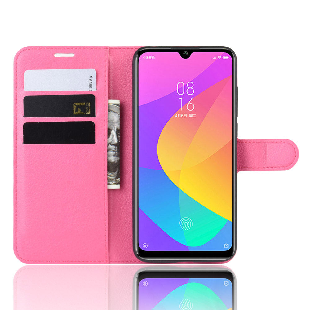 Litchi Skin Leather Wallet Stand Cell Phone Case for Xiaomi Mi CC9e/Mi A3