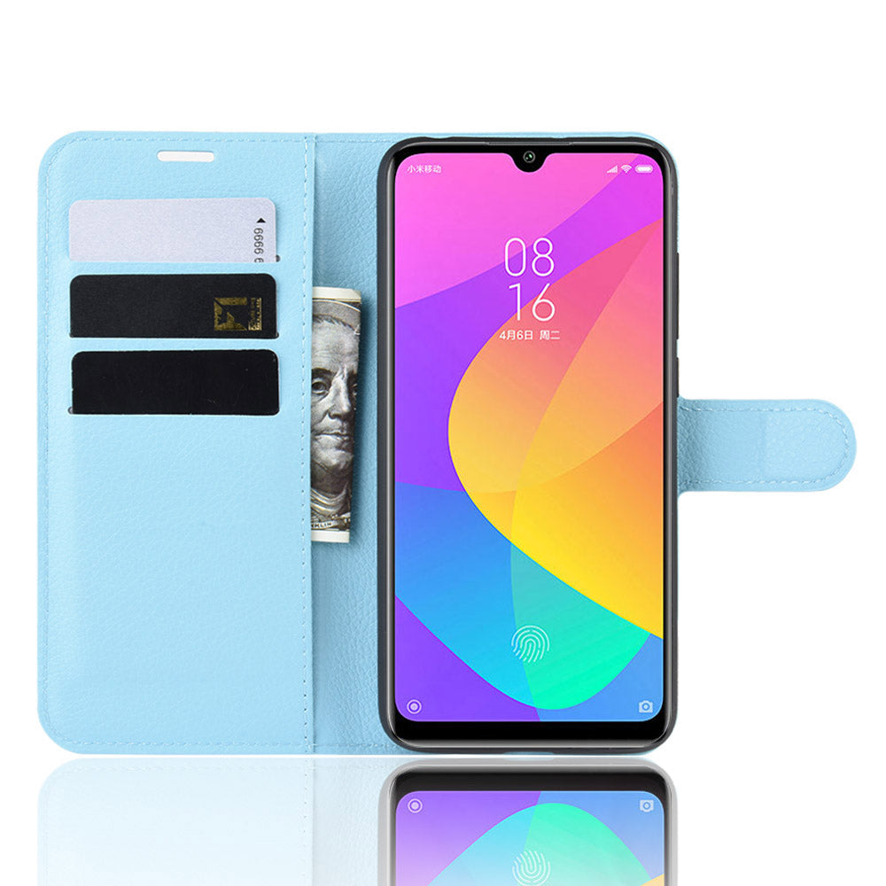 Litchi Skin Leather Wallet Stand Cell Phone Case for Xiaomi Mi CC9e/Mi A3