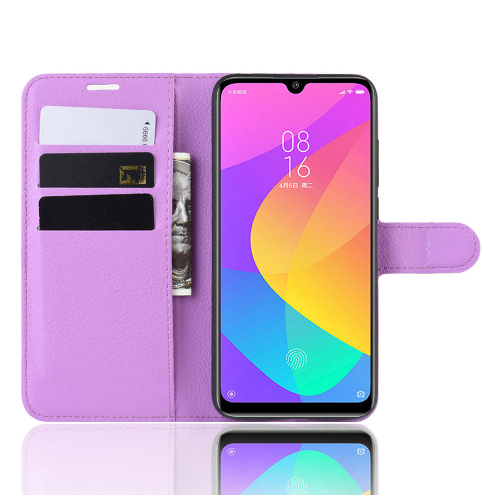 Litchi Skin Leather Wallet Stand Cell Phone Case for Xiaomi Mi CC9e/Mi A3