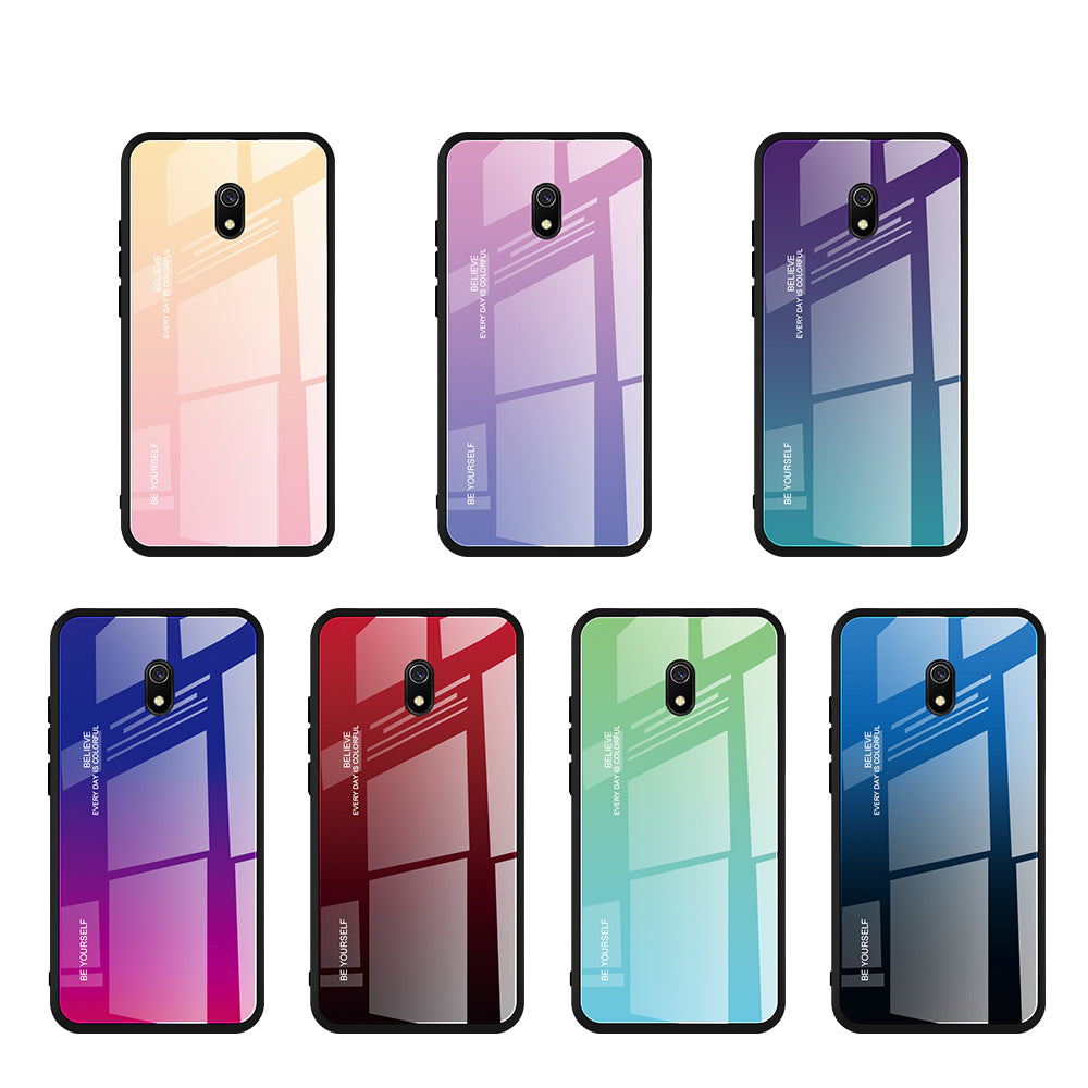 Gradient Color Tempered Glass + PC + TPU Combo Case for Xiaomi Redmi 8A