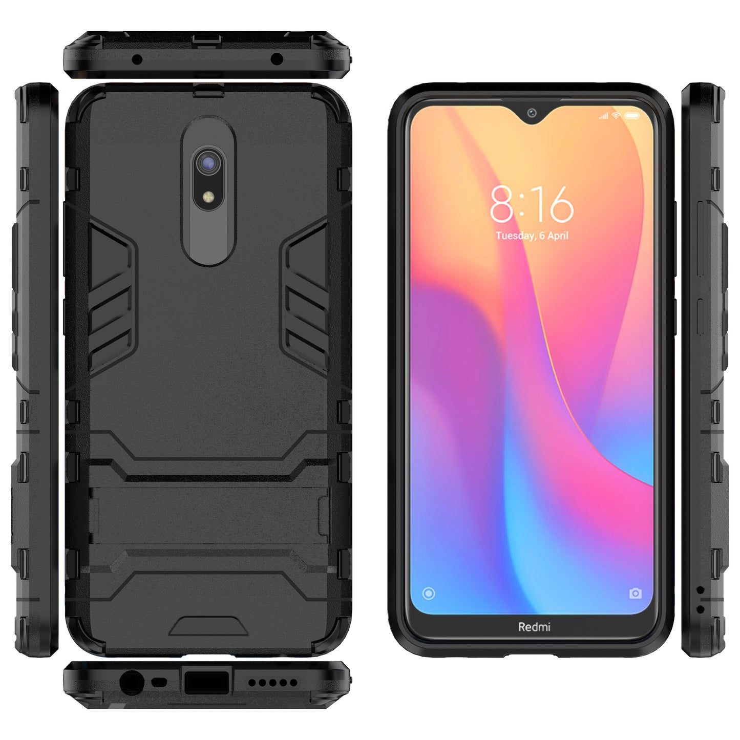 2-in-1 Plastic + TPU Phone Shell with Kickstand for Xiaomi Redmi 8A