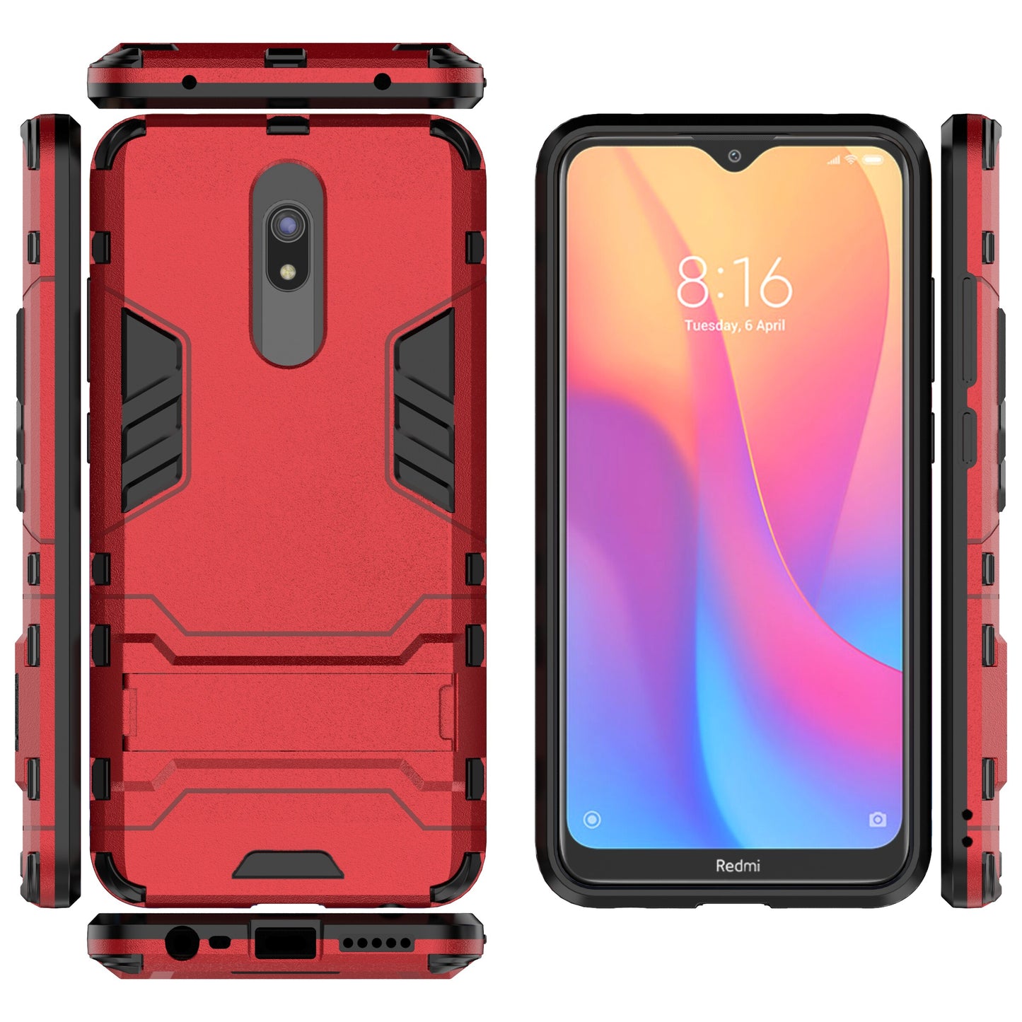 2-in-1 Plastic + TPU Phone Shell with Kickstand for Xiaomi Redmi 8A