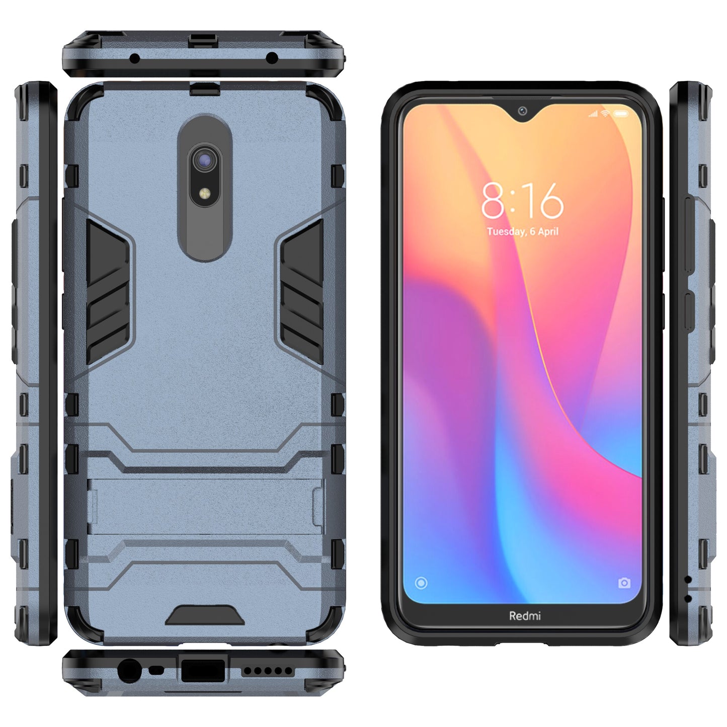 2-in-1 Plastic + TPU Phone Shell with Kickstand for Xiaomi Redmi 8A