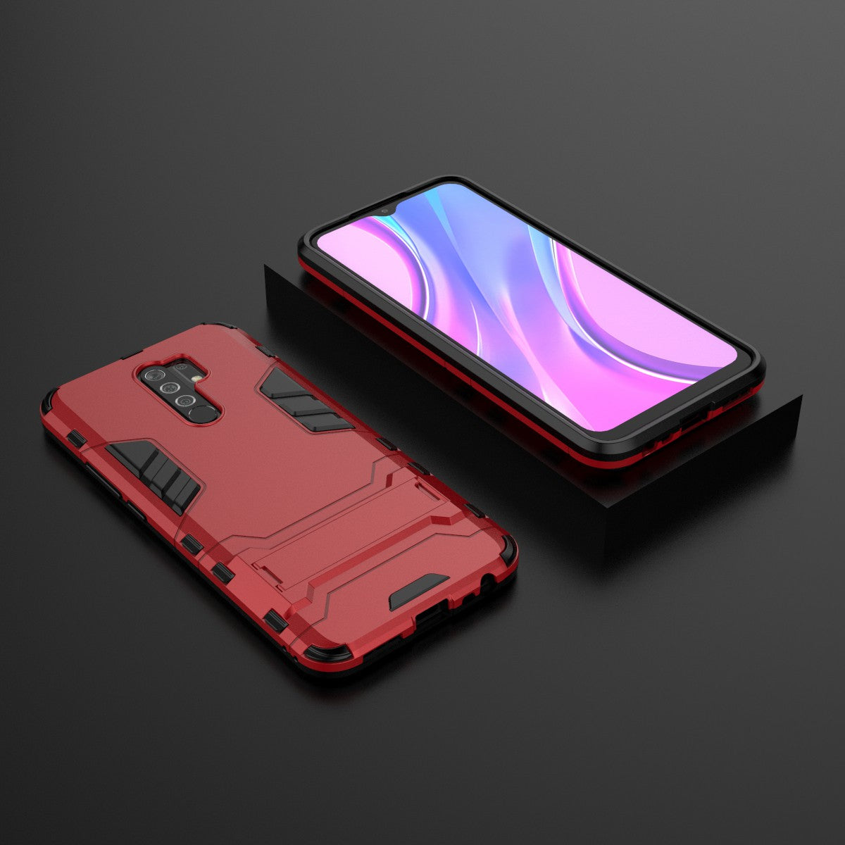 2 in 1 PC + TPU Hybrid Mobile Case with Kickstand for Xiaomi Redmi 9