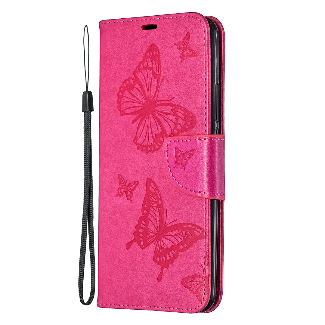 Imprint Butterflies Wallet Stand Flip Leather Phone Shell for Xiaomi Redmi 9