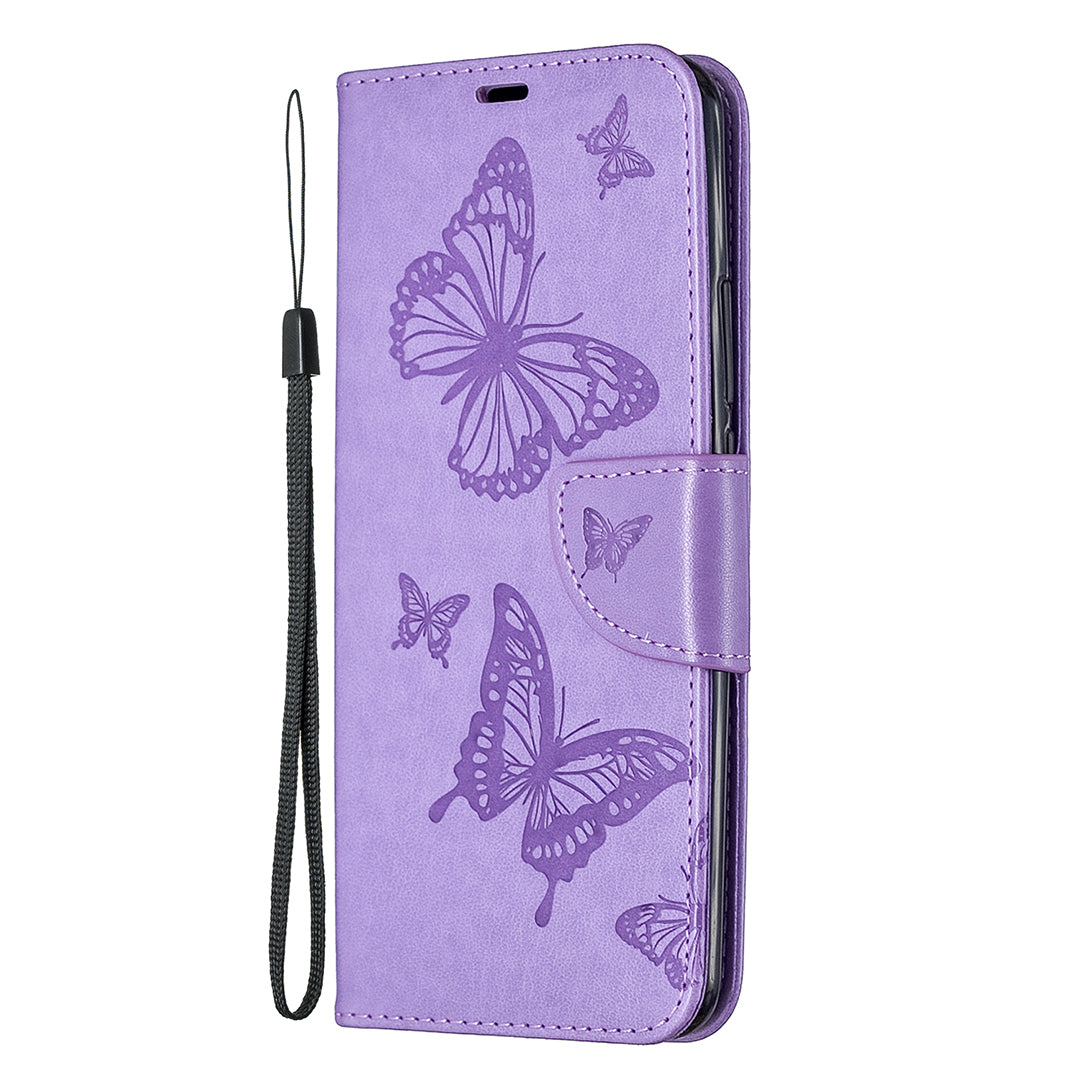 Imprint Butterflies Wallet Stand Flip Leather Phone Shell for Xiaomi Redmi 9