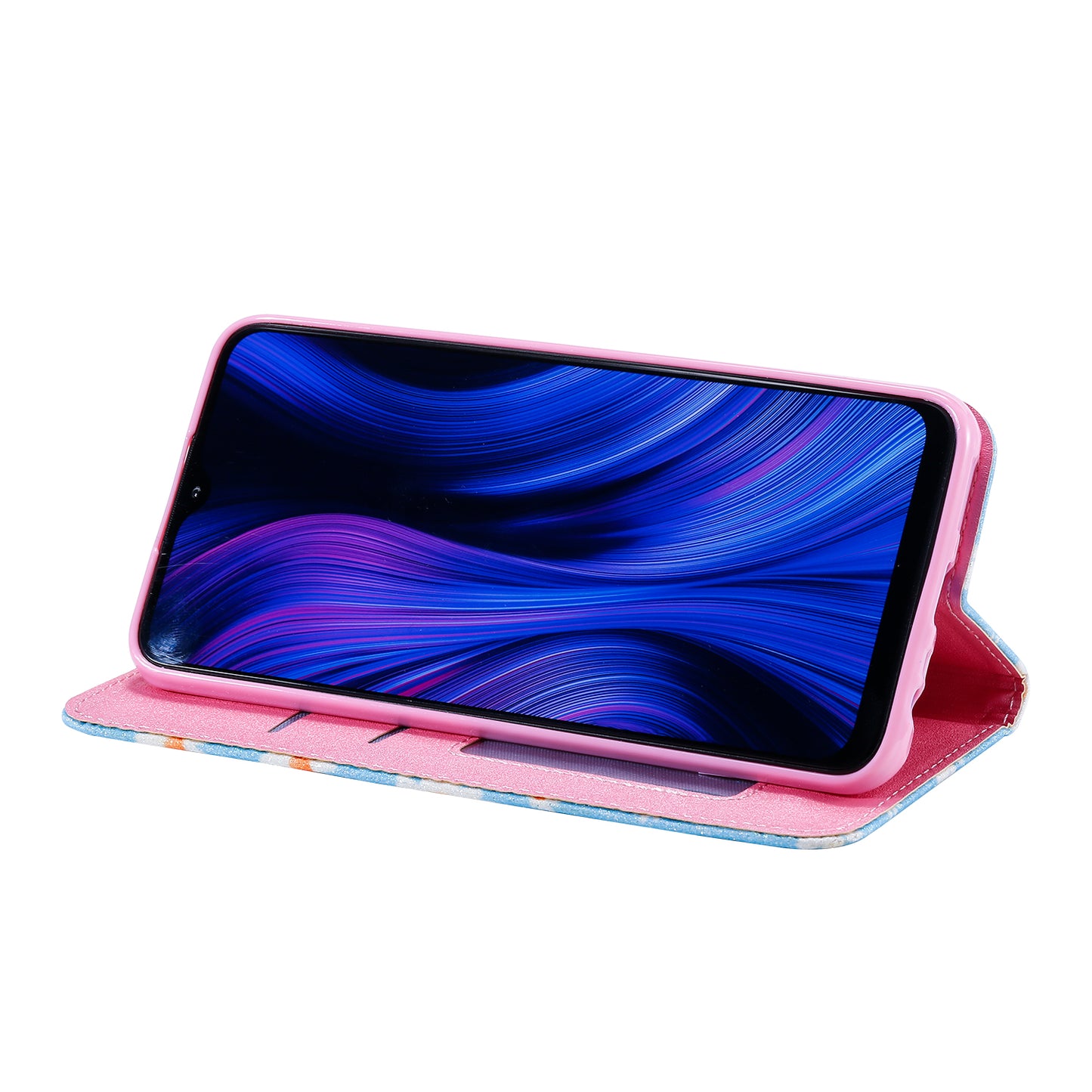 Daisy Pattern Flash Powder Card Holder Flip Leather Phone Case for Xiaomi Redmi 9