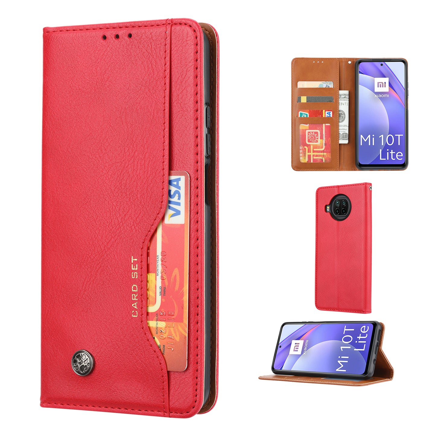 Magnetic Leather Cover Wallet Stand Phone Shell with Inner Wallet and Outer Card Holder for Xiaomi Mi 10T Lite 5G/Redmi Note 9 Pro 5G/Mi 10i 5G