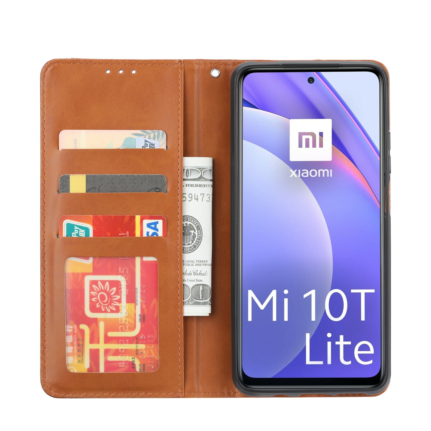 Magnetic Leather Cover Wallet Stand Phone Shell with Inner Wallet and Outer Card Holder for Xiaomi Mi 10T Lite 5G/Redmi Note 9 Pro 5G/Mi 10i 5G