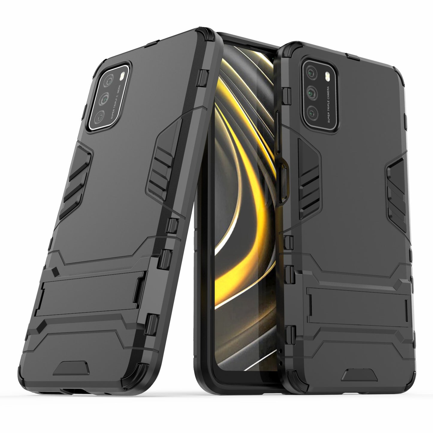 2 in 1 for Xiaomi Poco M3 PC + TPU Hybrid Case Cover with Kickstand