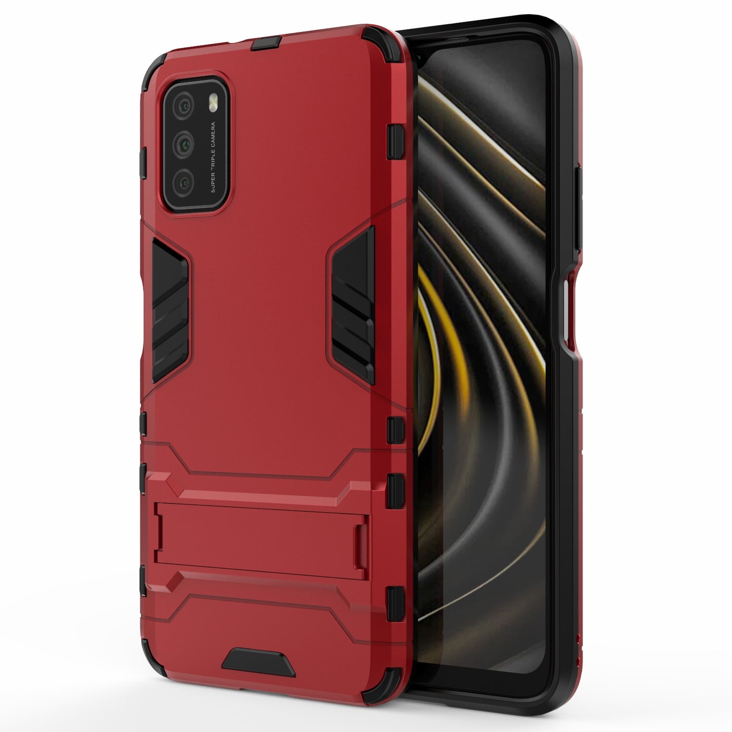 2 in 1 for Xiaomi Poco M3 PC + TPU Hybrid Case Cover with Kickstand