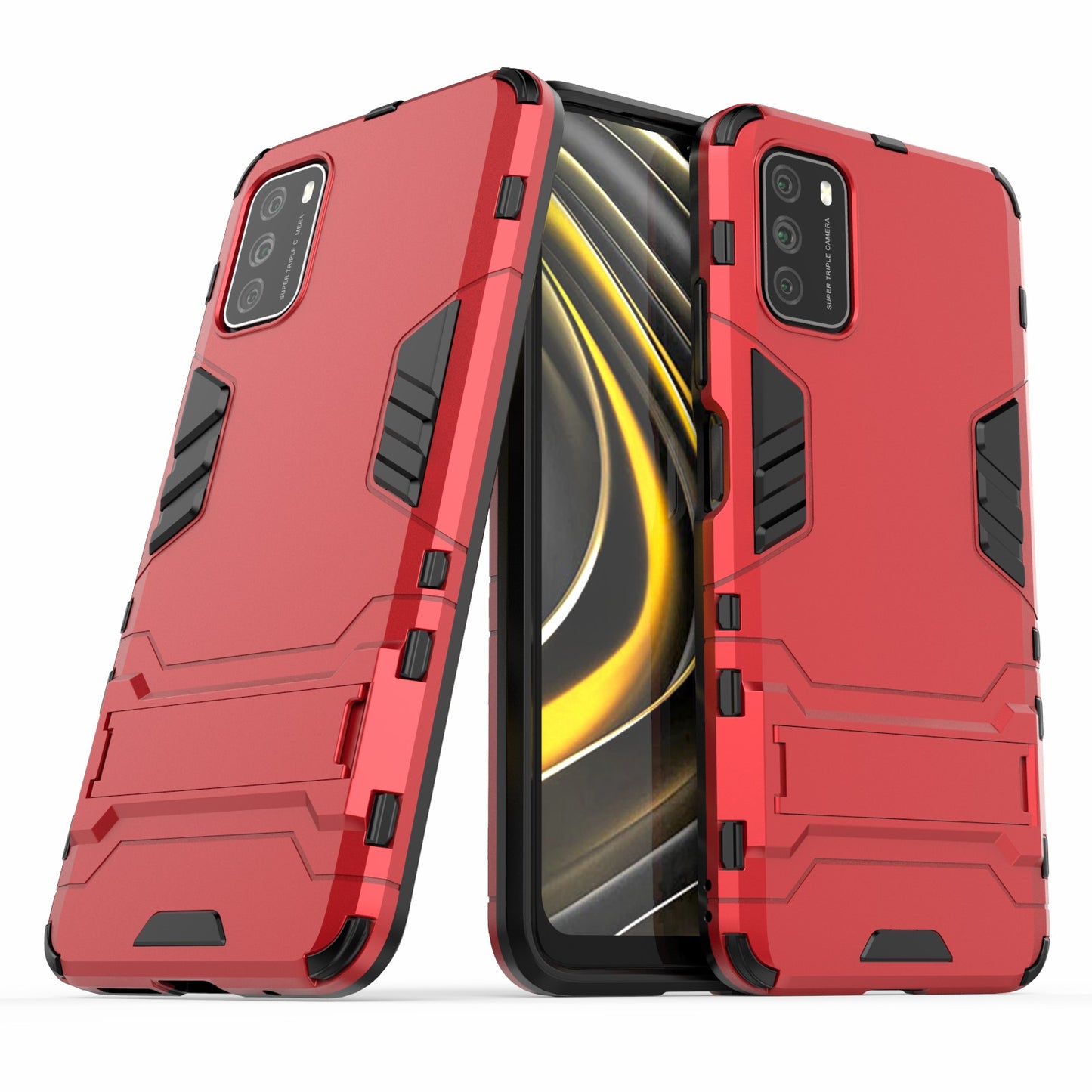 2 in 1 for Xiaomi Poco M3 PC + TPU Hybrid Case Cover with Kickstand