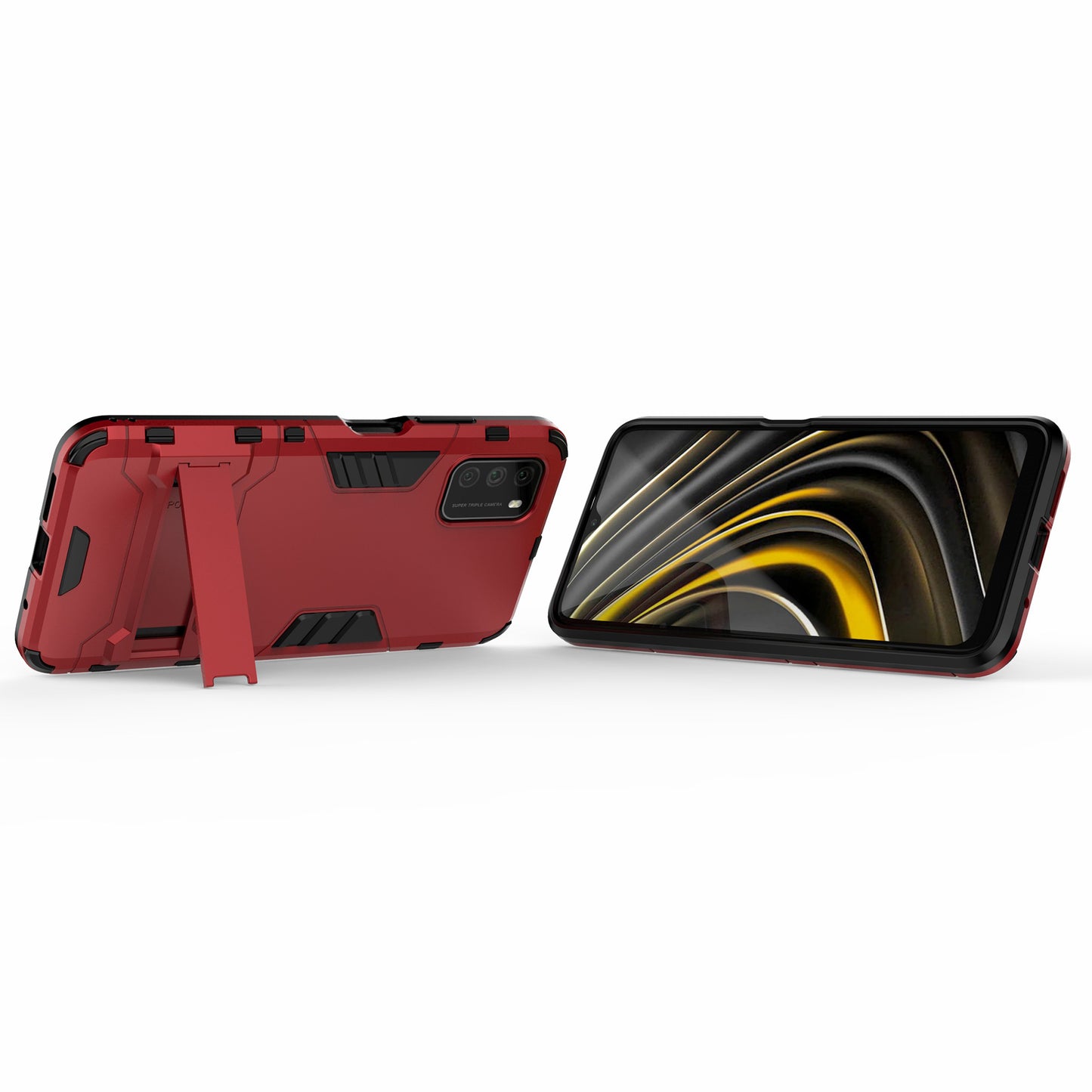 2 in 1 for Xiaomi Poco M3 PC + TPU Hybrid Case Cover with Kickstand