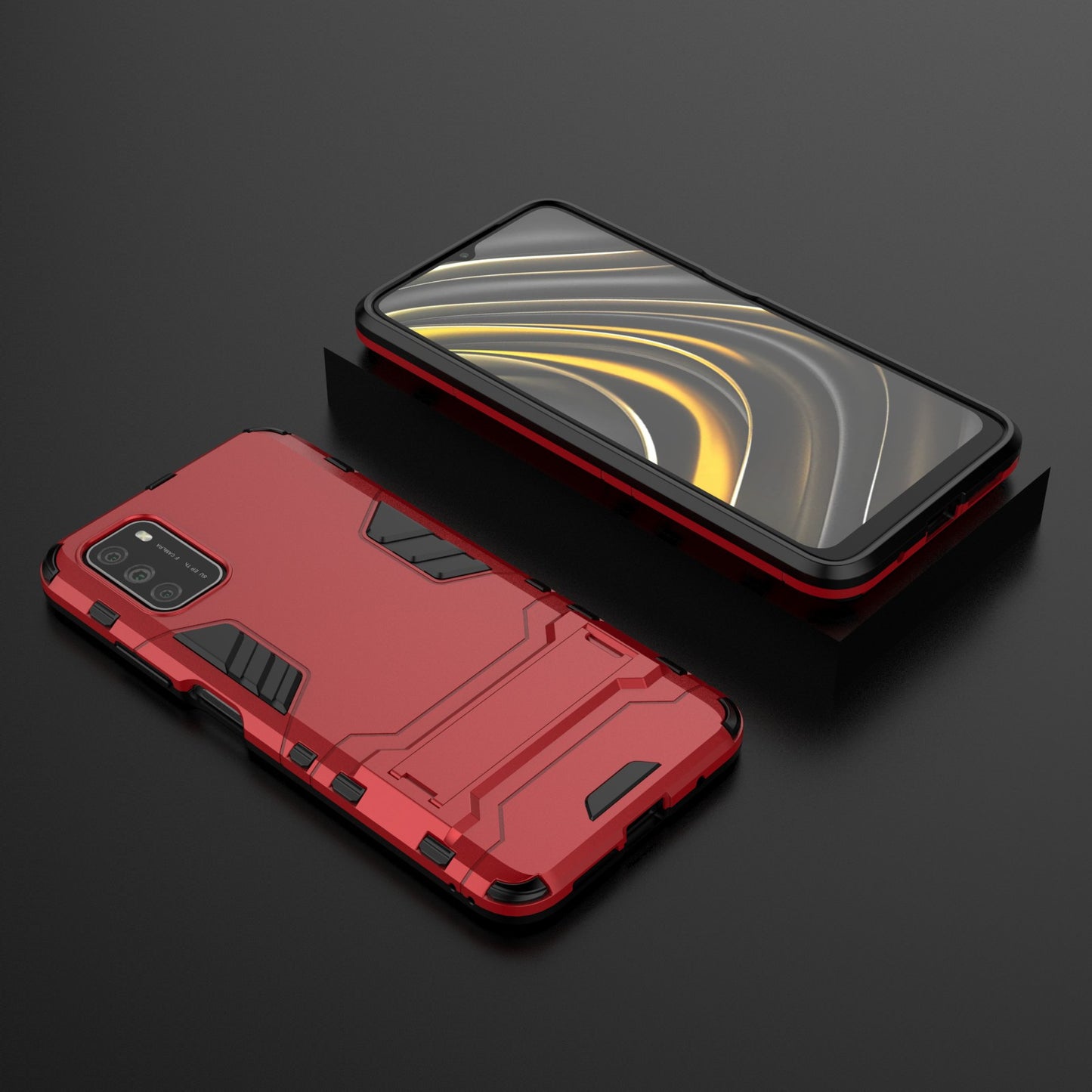 2 in 1 for Xiaomi Poco M3 PC + TPU Hybrid Case Cover with Kickstand