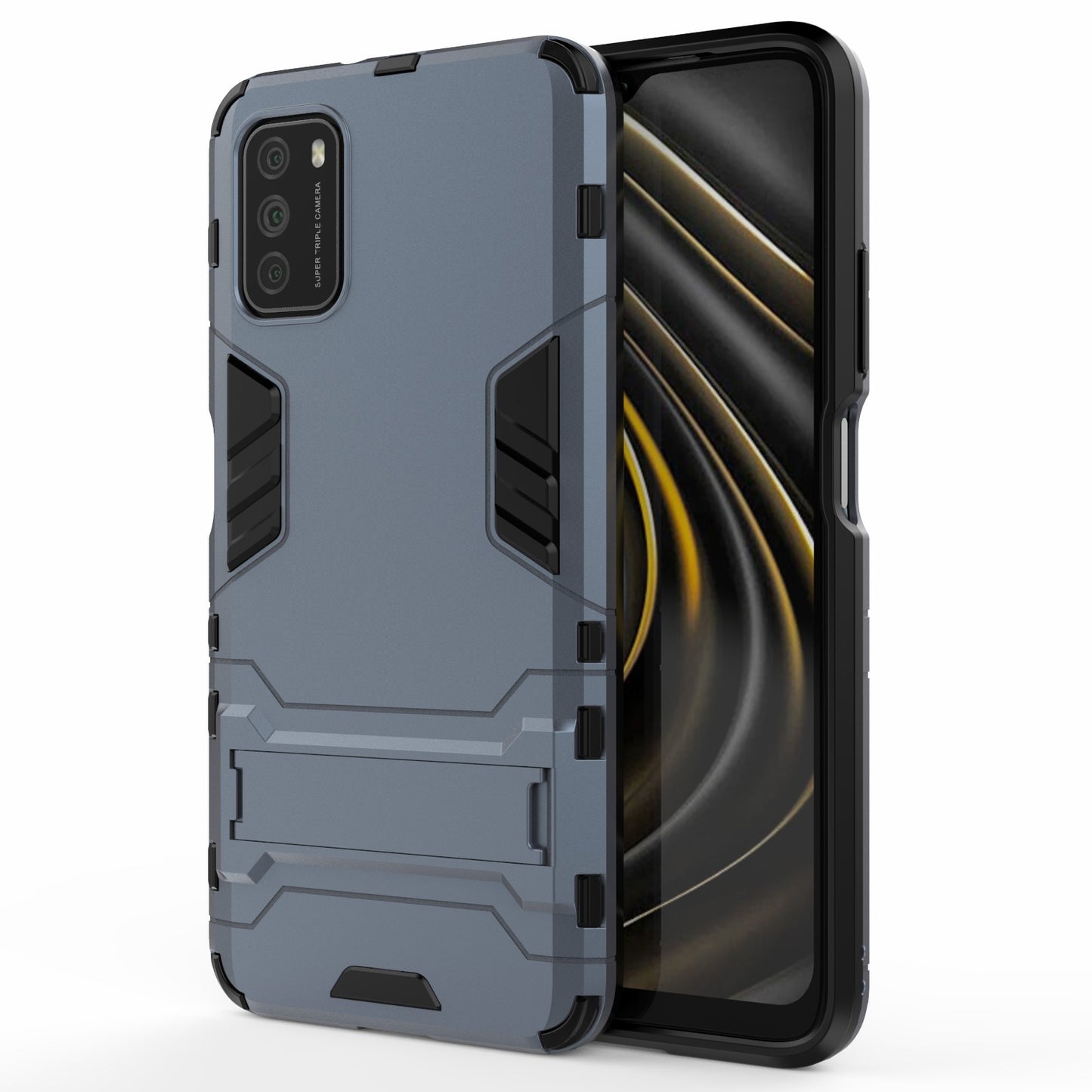 2 in 1 for Xiaomi Poco M3 PC + TPU Hybrid Case Cover with Kickstand