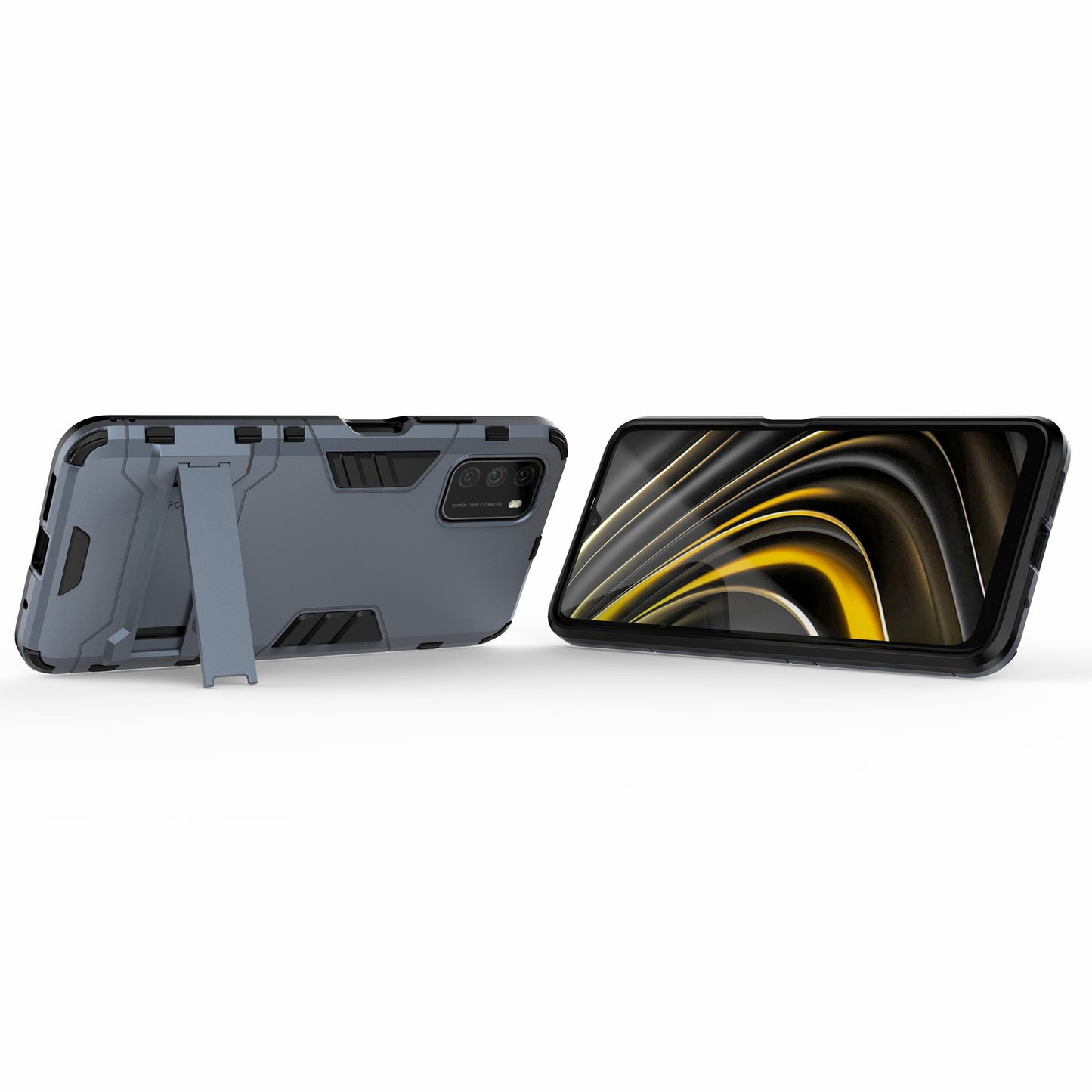 2 in 1 for Xiaomi Poco M3 PC + TPU Hybrid Case Cover with Kickstand