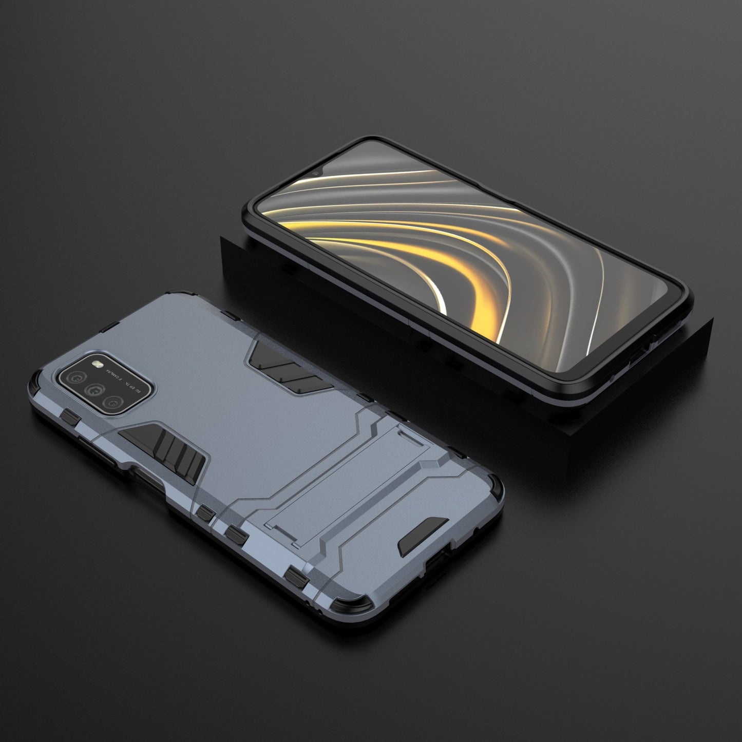 2 in 1 for Xiaomi Poco M3 PC + TPU Hybrid Case Cover with Kickstand