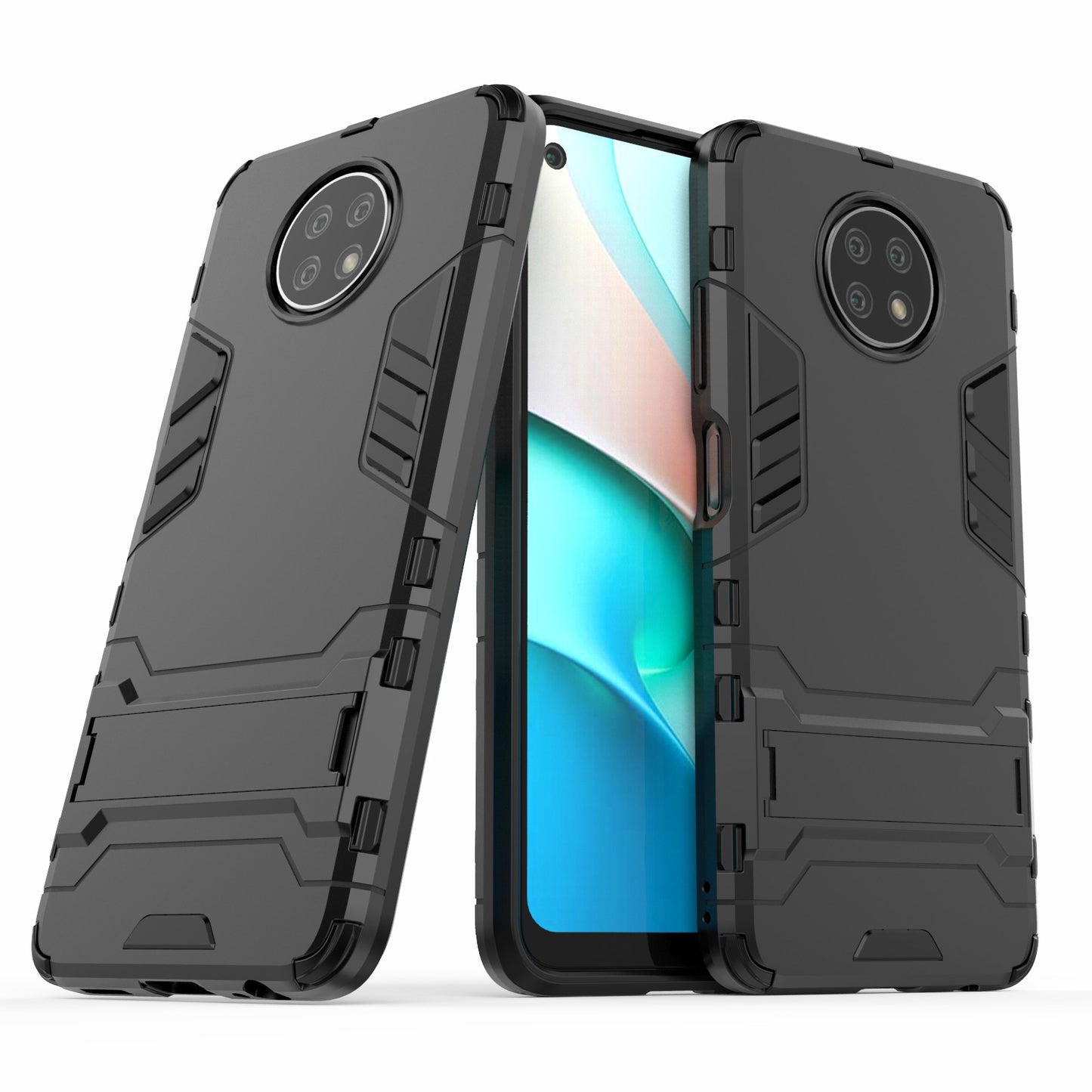 2-in-1 Plastic + TPU Hybrid Case Kickstand Shell for Xiaomi Redmi Note 9 5G/Redmi Note 9T 5G
