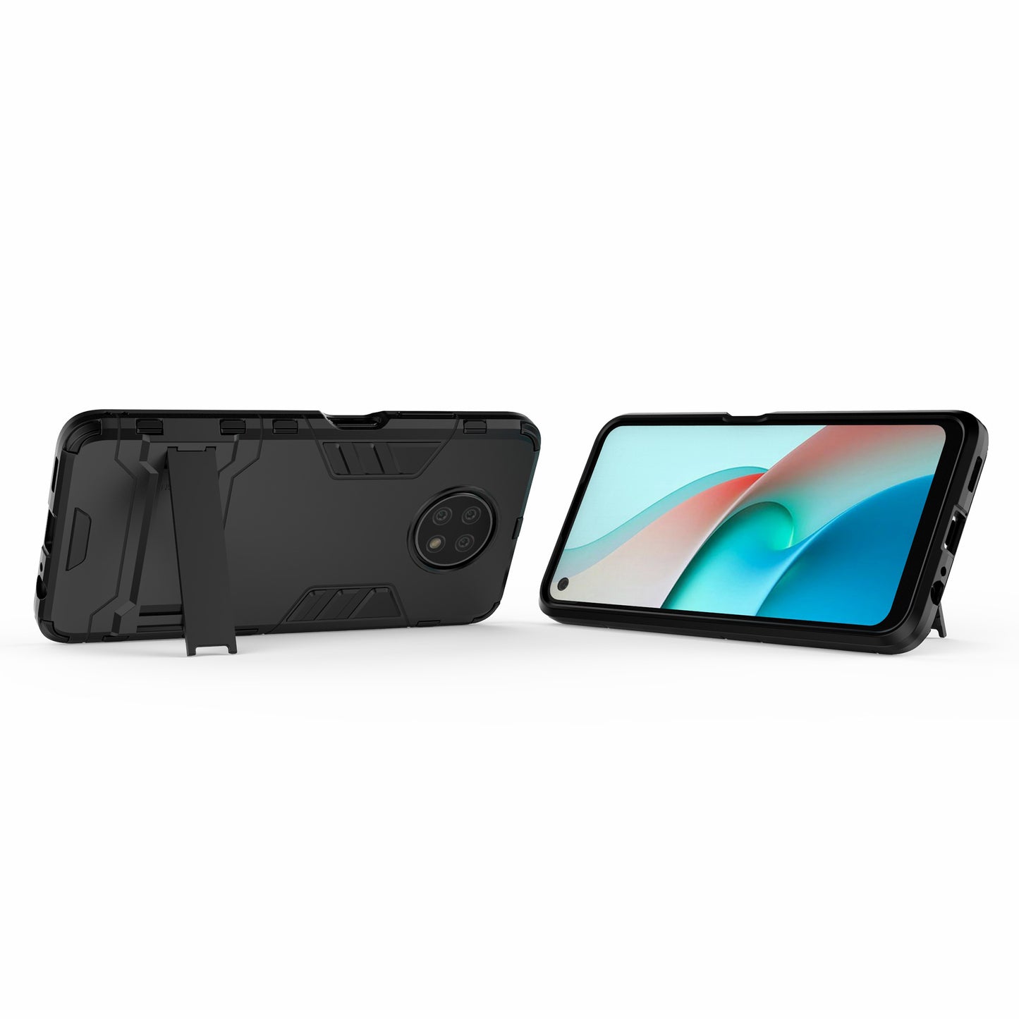 2-in-1 Plastic + TPU Hybrid Case Kickstand Shell for Xiaomi Redmi Note 9 5G/Redmi Note 9T 5G