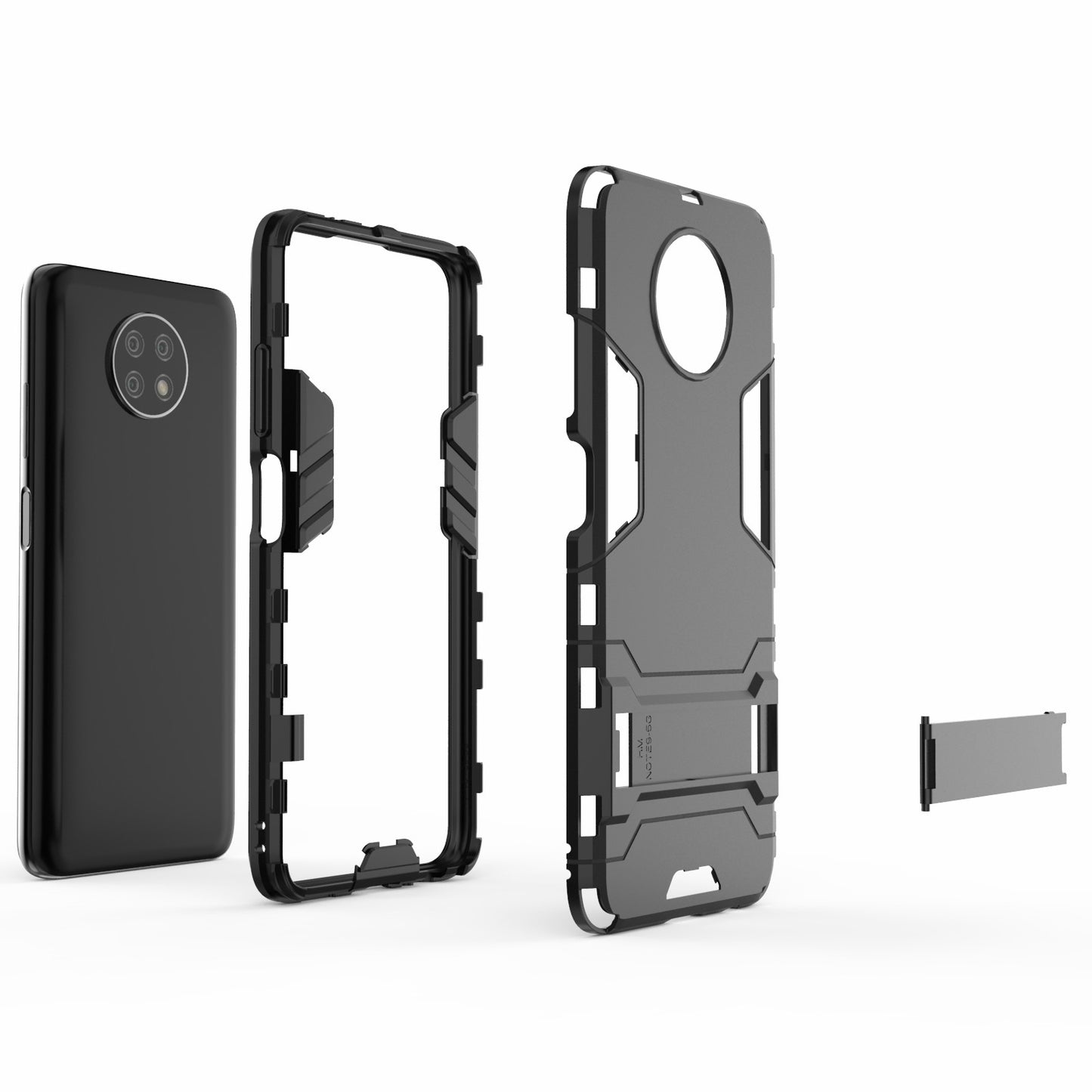 2-in-1 Plastic + TPU Hybrid Case Kickstand Shell for Xiaomi Redmi Note 9 5G/Redmi Note 9T 5G