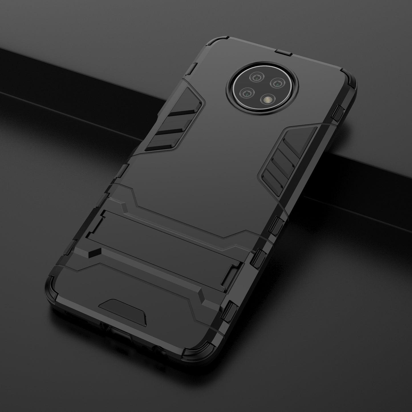 2-in-1 Plastic + TPU Hybrid Case Kickstand Shell for Xiaomi Redmi Note 9 5G/Redmi Note 9T 5G
