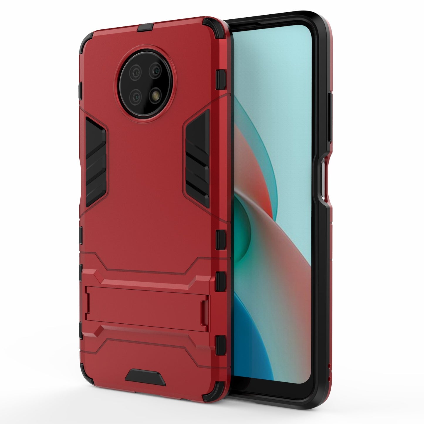 2-in-1 Plastic + TPU Hybrid Case Kickstand Shell for Xiaomi Redmi Note 9 5G/Redmi Note 9T 5G