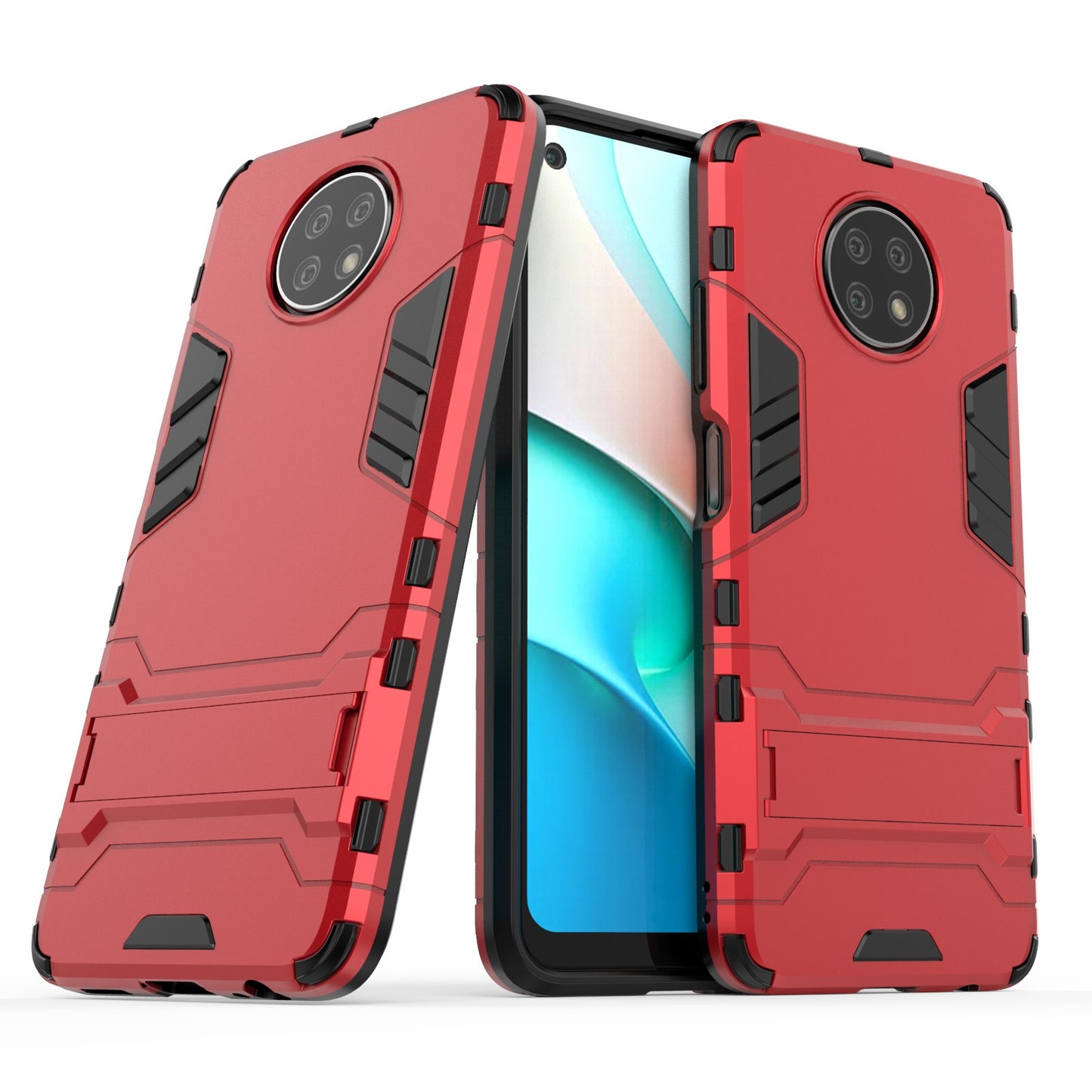 2-in-1 Plastic + TPU Hybrid Case Kickstand Shell for Xiaomi Redmi Note 9 5G/Redmi Note 9T 5G