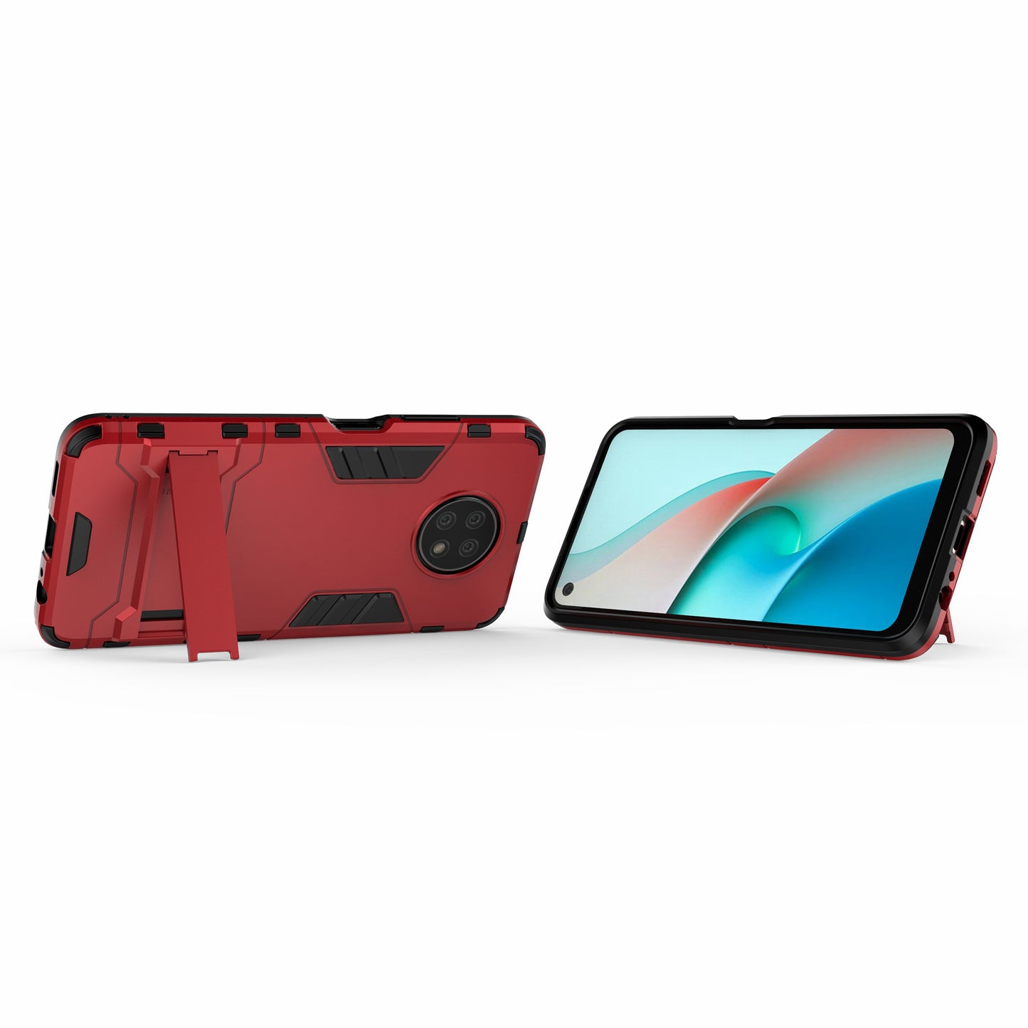 2-in-1 Plastic + TPU Hybrid Case Kickstand Shell for Xiaomi Redmi Note 9 5G/Redmi Note 9T 5G