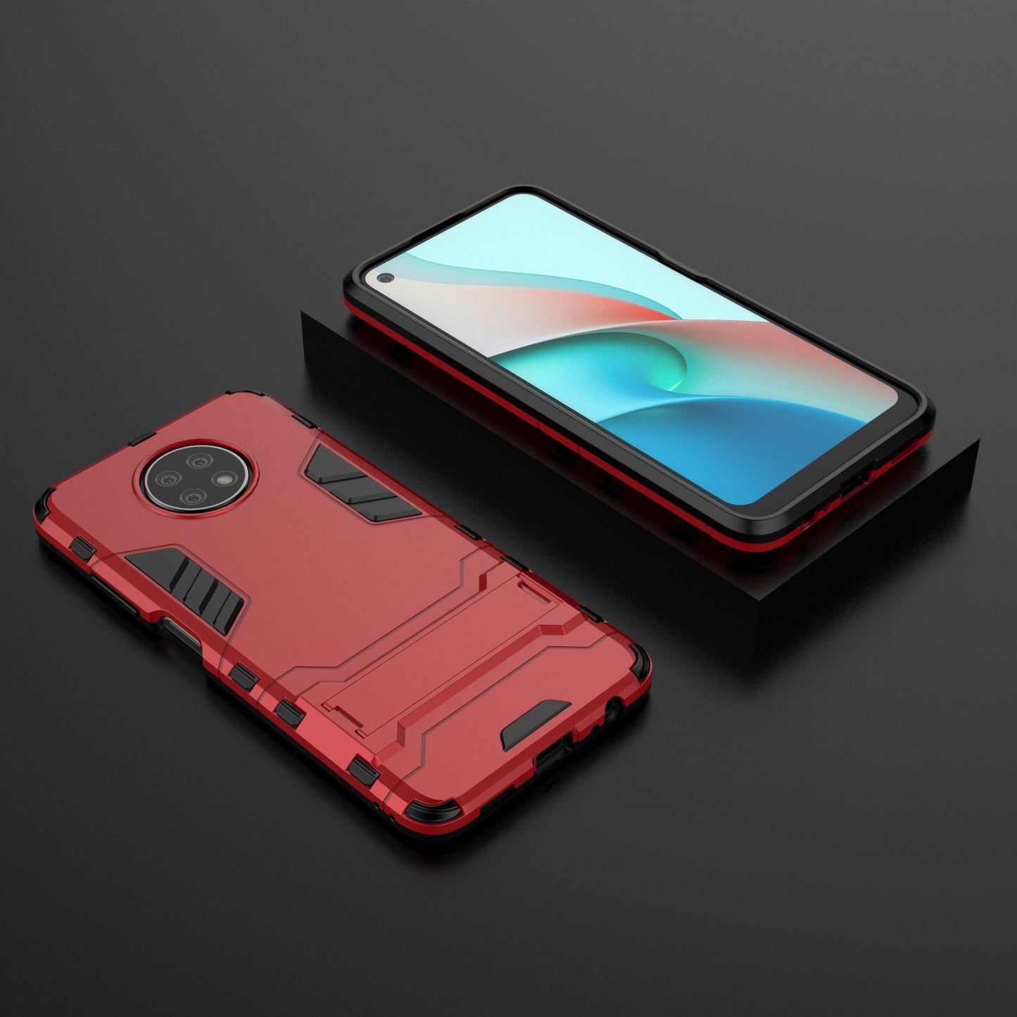 2-in-1 Plastic + TPU Hybrid Case Kickstand Shell for Xiaomi Redmi Note 9 5G/Redmi Note 9T 5G