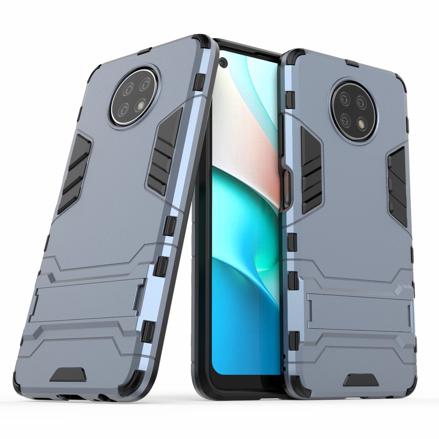 2-in-1 Plastic + TPU Hybrid Case Kickstand Shell for Xiaomi Redmi Note 9 5G/Redmi Note 9T 5G
