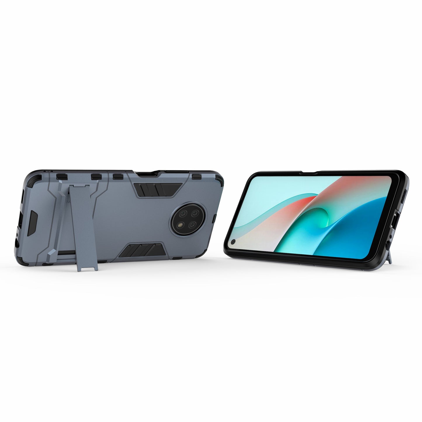 2-in-1 Plastic + TPU Hybrid Case Kickstand Shell for Xiaomi Redmi Note 9 5G/Redmi Note 9T 5G