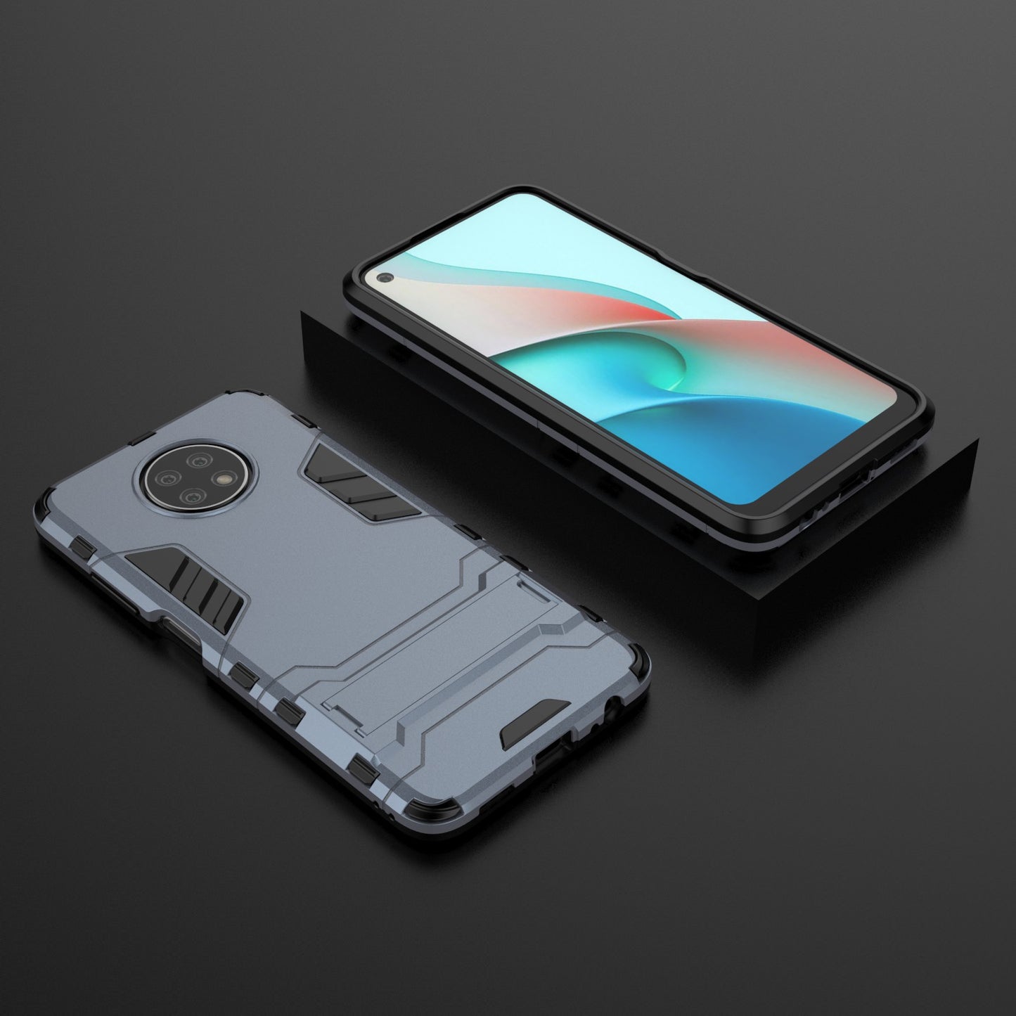 2-in-1 Plastic + TPU Hybrid Case Kickstand Shell for Xiaomi Redmi Note 9 5G/Redmi Note 9T 5G