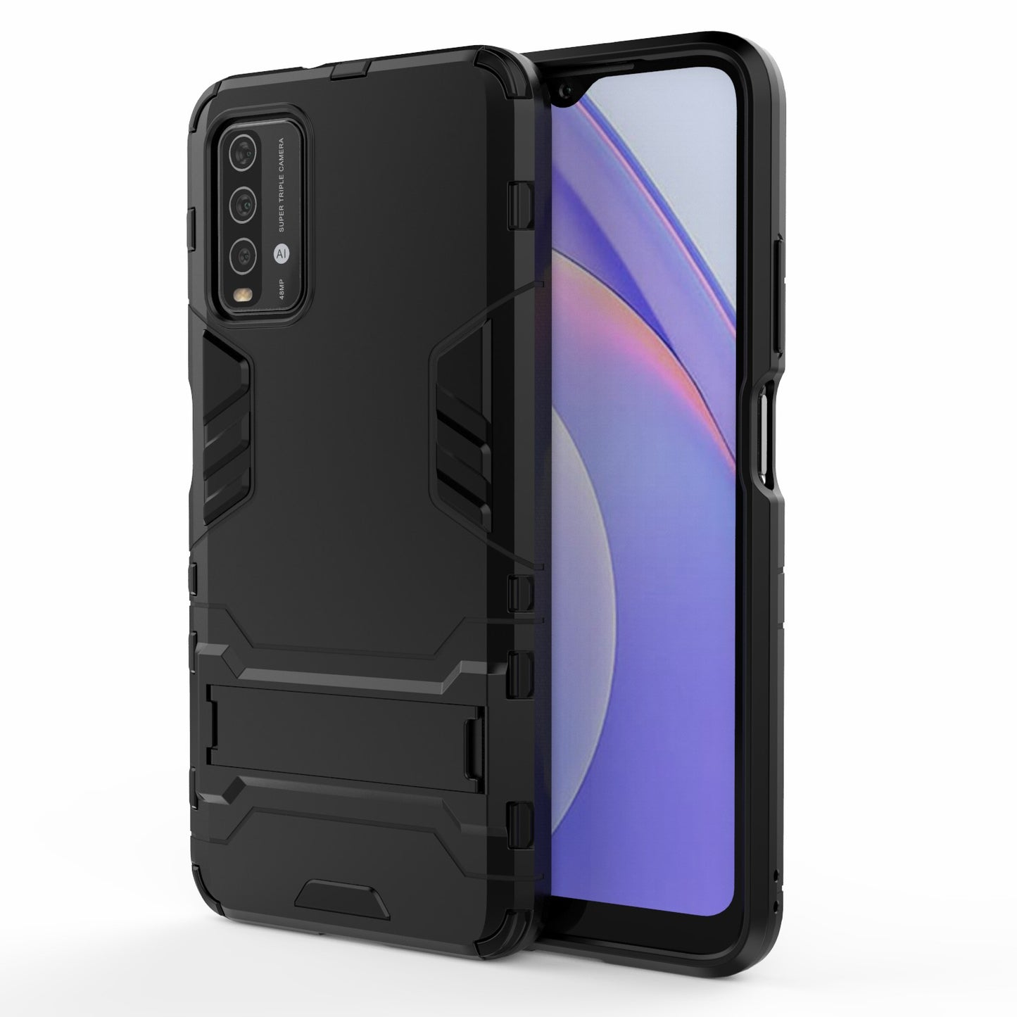 2-in-1 Plastic TPU Hybrid Kickstand Case Shell for Xiaomi Redmi Note 9 4G (Qualcomm Snapdragon 662)/9 Power/9T